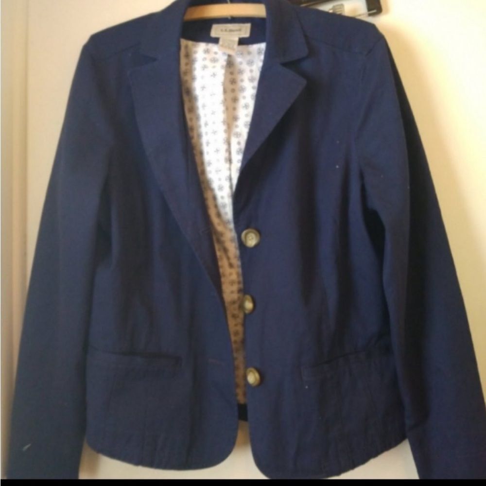 LL bean navy blazer jacket 12